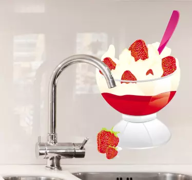 Sticker Keuken Ijsje aardbeien - TenStickers