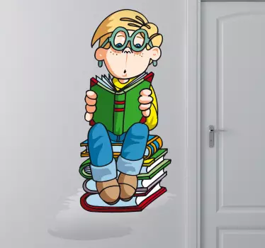 Sticker kinderen boekenwurm - TenStickers