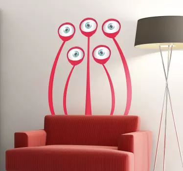 Sticker kinderen monster vijf ogen - TenStickers