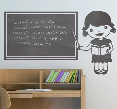 Krijtbord sticker meisje juffrouw - TenStickers