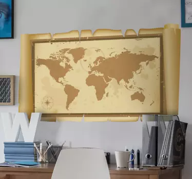 Sticker klassieke wereldkaart - TenStickers