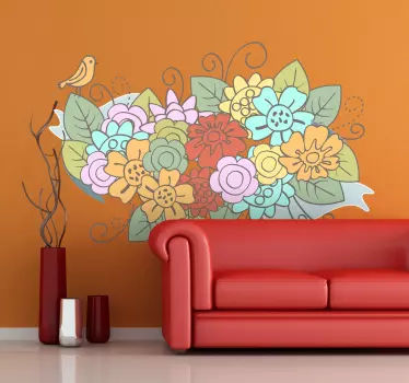 Sticker kleurrijke boeket bloemen - TenStickers