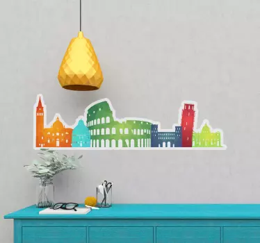 Sticker kleurrijke Italiaanse skyline - TenStickers