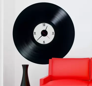 Sticker klok muziekplaat - TenStickers