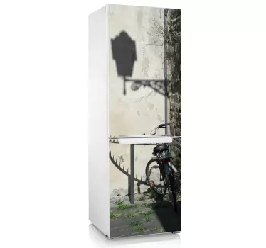 Sticker koelkast fiets straat - TenStickers