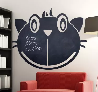 Krijtbord sticker kat hoofd - TenStickers