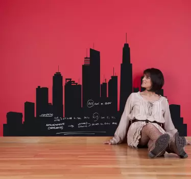 Sticker krijtbord skyline - TenStickers