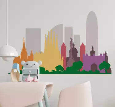 Sticker landen en steden barcelona skyline silhouet - TenStickers
