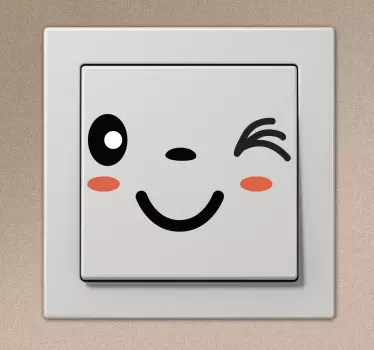 Sticker lichtschakelaar knipoog gezicht - TenStickers