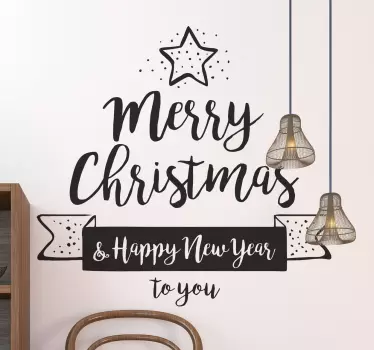 Sticker merry christmas happy new year - TenStickers