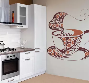 Sticker mooi design tas koffie - TenStickers