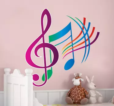 Sticker muzieknoot blauw paars - TenStickers