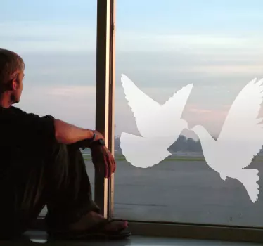 Raamsticker met vogel silhouet duiven paar - TenStickers