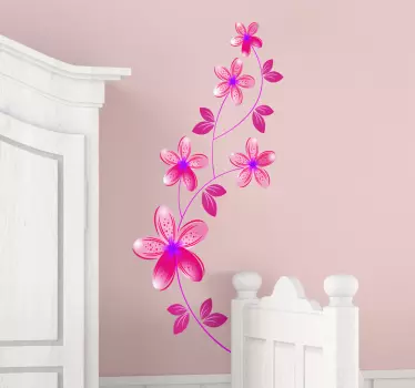 Roze bloemen muursticker - TenStickers