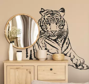 Sticker Silhouet Tijger - TenStickers