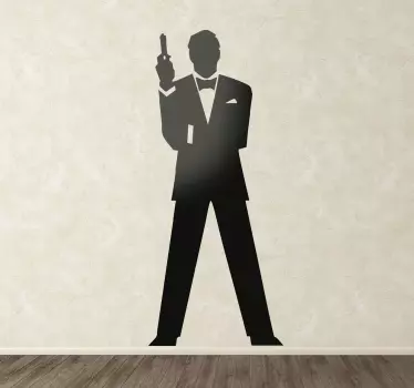 Muursticker woonkamer silhouette James Bond - TenStickers