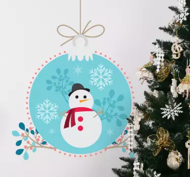 Sticker sneeuwpop in kerstbal - TenStickers