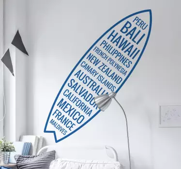 Sticker Surfboard Met Landen - TenStickers