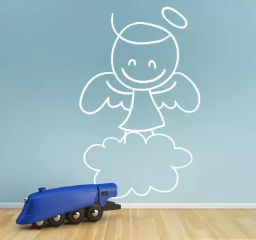 Sticker tekening engeltje op wolk - TenStickers