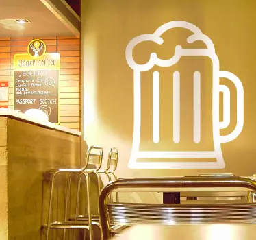 Sticker tekening glas bier schuimkraag - TenStickers