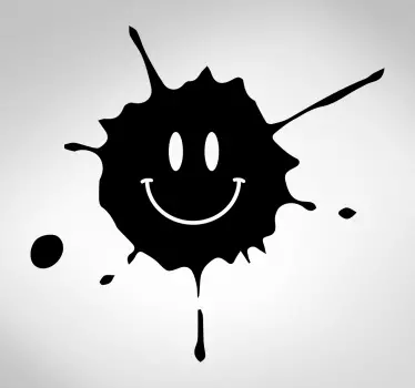 Muursticker verf spetter smiley - TenStickers