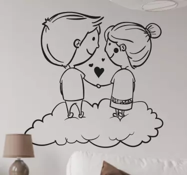 Sticker verliefd stel wolken - TenStickers