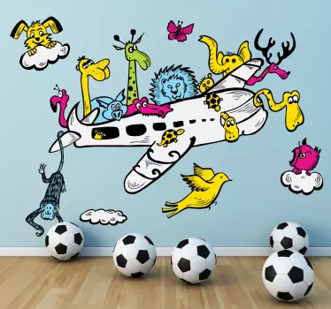 Sticker vliegtuig dieren - TenStickers