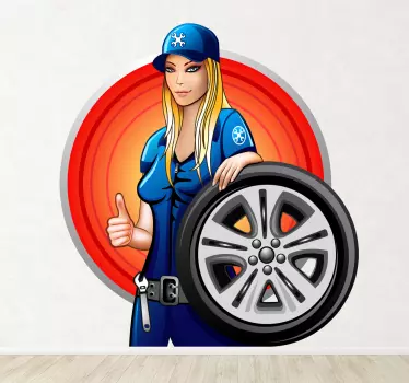 Sticker vrouwlijke garagist - TenStickers