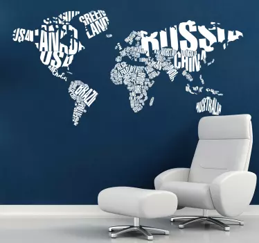 Sticker Wereldkaart Namen - TenStickers