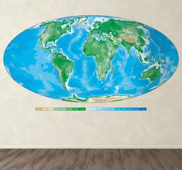 Muursticker wereldkaart ovaal - TenStickers