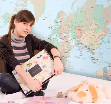 Sticker Wereldkaart tijdzones - TenStickers