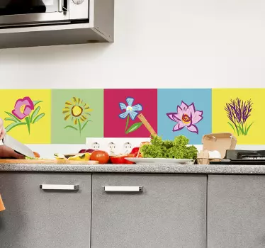 Tegelstickers gekleurde bloemen - TenStickers