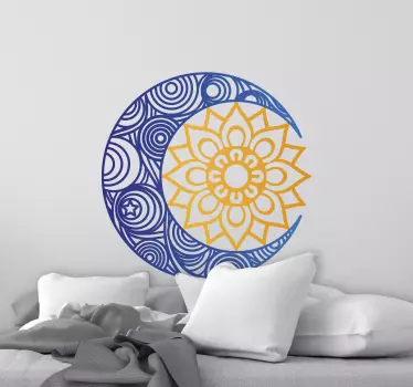 Stickers bloemenpatroon Dag en nacht mandala - TenStickers