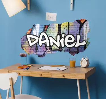 Stickers drukken Gebroken bakstenen muur met graffiti - TenStickers