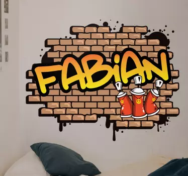 Stickers drukken Graffiti naam met rode verfblikken - TenStickers