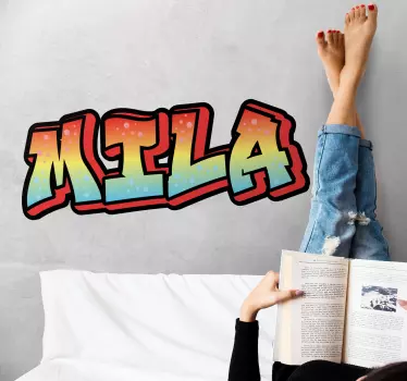 Stickers drukken Rood gele en blauwe graffiti naam - TenStickers