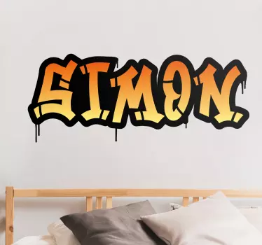 Stickers drukken Zwarte achtergrond met oranje graffiti naam - TenStickers