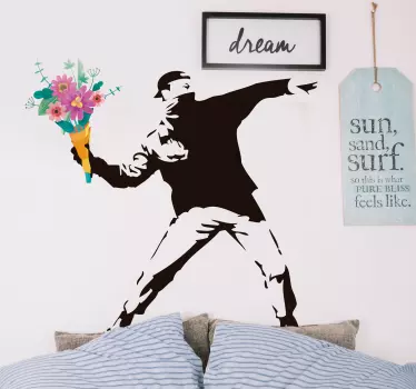 Stickers kunst Banksy revolution bloemen - TenStickers