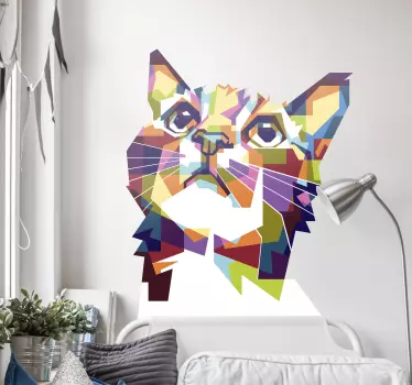 Stickers kunst Splash kleur kleurrijke kat - TenStickers