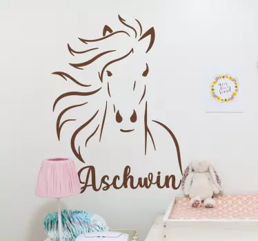 Muursticker kinderkamer paard met gepersonaliseerde naam - TenStickers