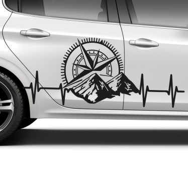 Stickers raam Bergen en kompas voor auto - TenStickers