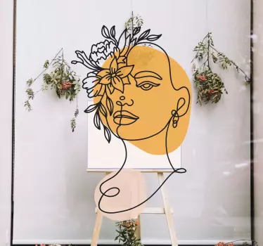 Stickers raam Minimalistisch portret van een vrouw - TenStickers