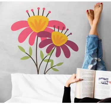 Bloemen muursticker paars roze - TenStickers