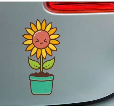 Stickers raam Schattige zon bloem - TenStickers