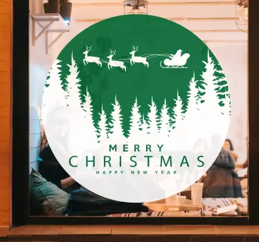 Kerst raamsticker Vrolijk kerstfeest met kerstachtergronden - TenStickers