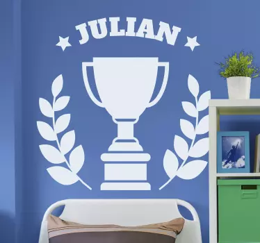 Muurstickers kinderkamer Beker met naam gepersonaliseerd - TenStickers