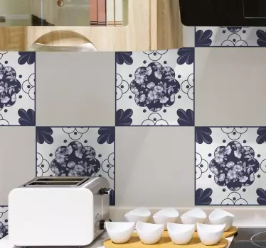Tegelstickers keuken bloemen patroon - TenStickers
