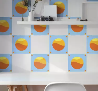 Tegelstickers jaren 70 zon patroon - TenStickers
