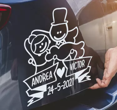 Bruiloft stickers met naam en data - TenStickers