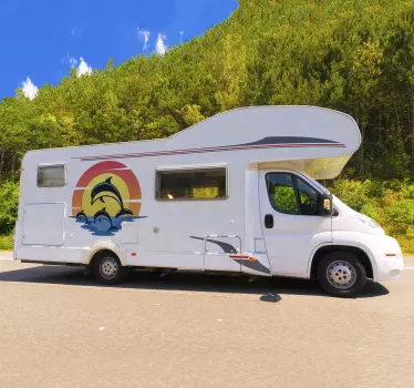 Stickers vissen Dolfijnen bij zonsondergang camper - TenStickers